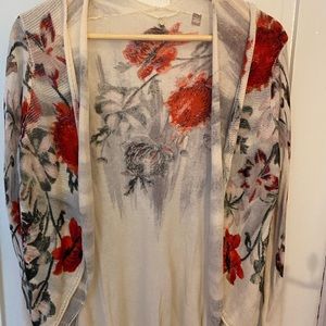 Anthropologie knitted cotton  floral  cardigan S